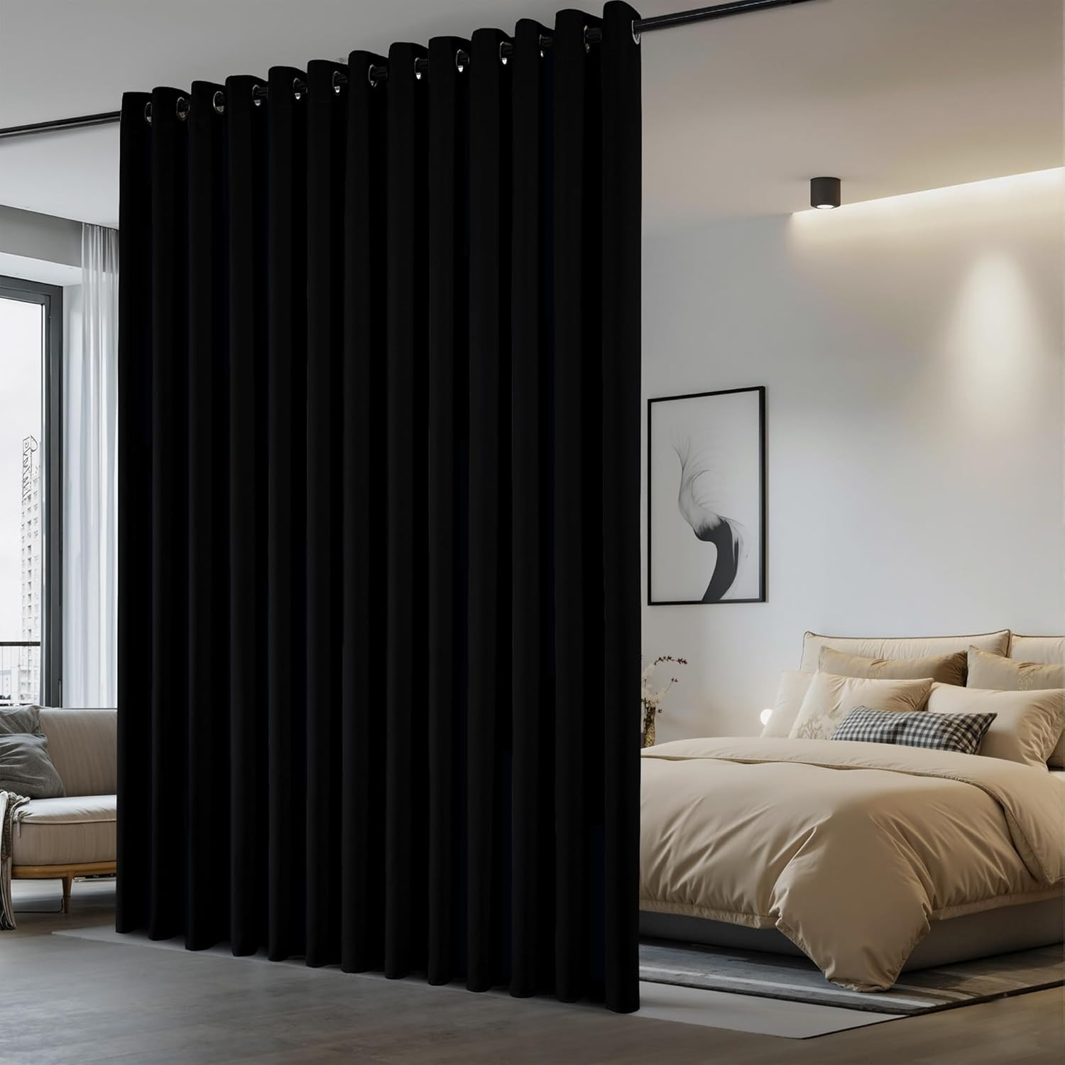 Lower Noise Room Divider Curtain Screen Partitions, Blackout Sound Reducing Divi