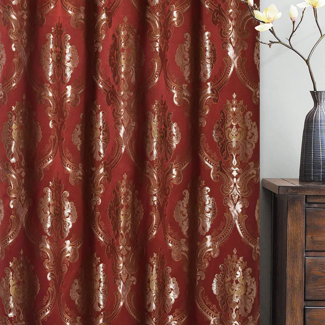 GOHD Luxe Love. Jacquard Window Curtain Panel Drape with Attached Fancy Valan…