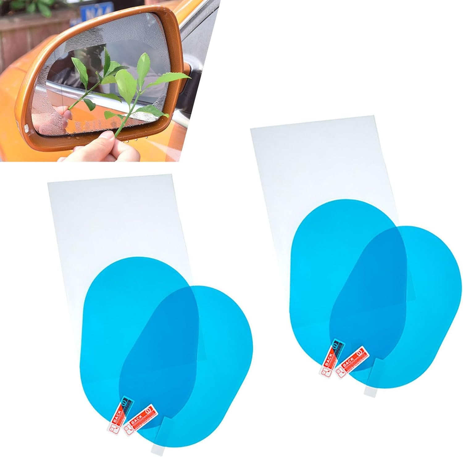 2PC Car Rear View Mirror Waterproof Film Anti Fog Glare Rear View Mirror Sticker