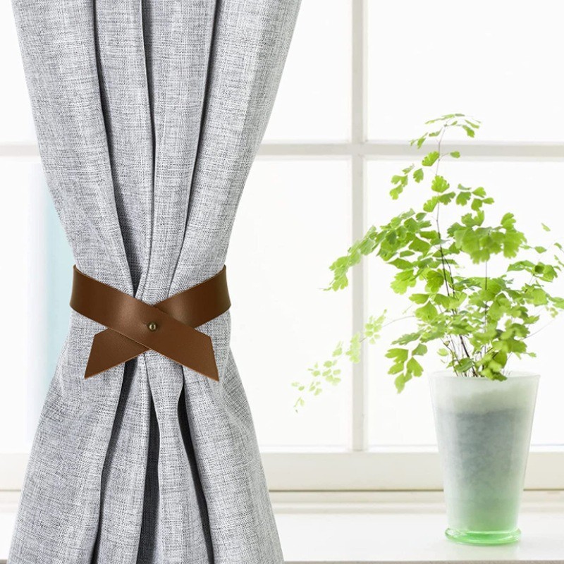 Upgraded Reliable Stable Compact Hole-Free Nordic Style Leather Curtain Tiebacks