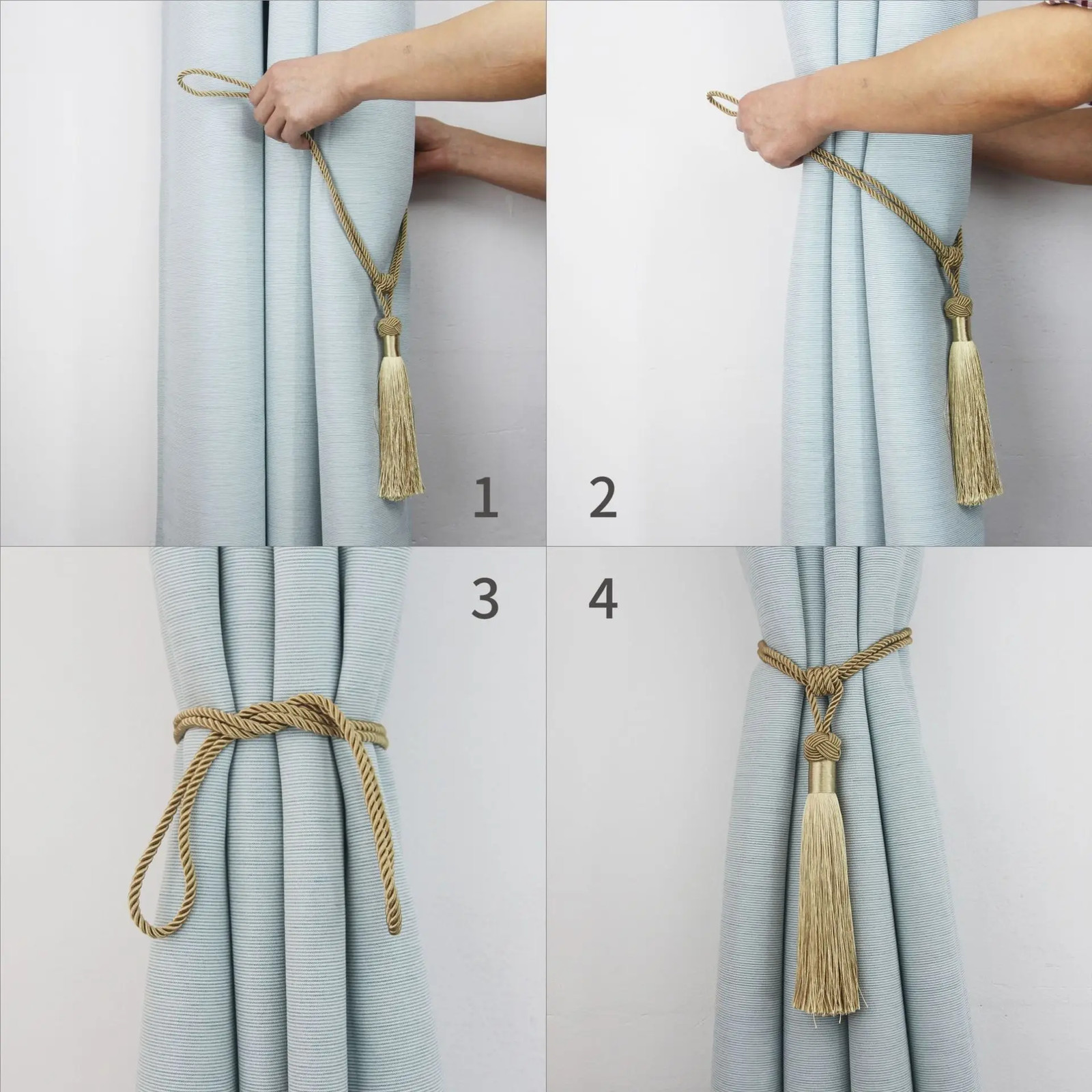 2pcs Decorative Tassel Curtain Ropes Adjustable Modern Elegant Thickened Polyest