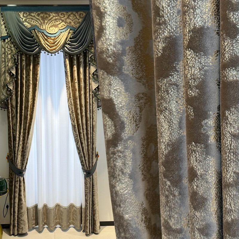 Custom Fantastic velvet living room brown cloth blackout curtain valance C2065