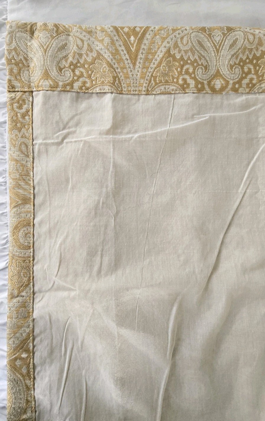 Jacquard Brocade Damask 2 Curtain Panel Set 50×84 Gold Cream Beige Lined