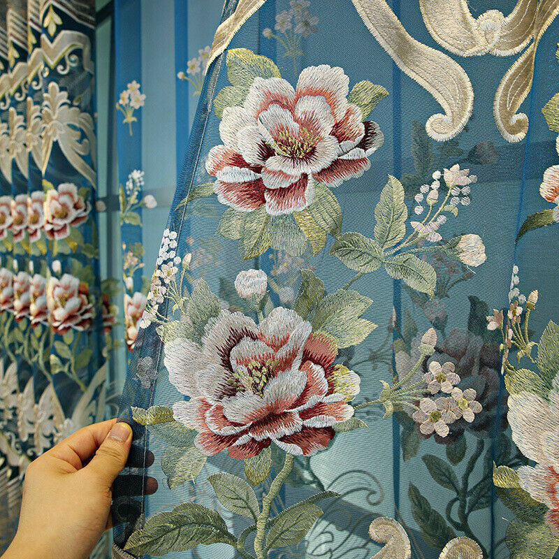 Chenille Embroidery Curtain Blackout for Living Room Tulle Draped Sealant