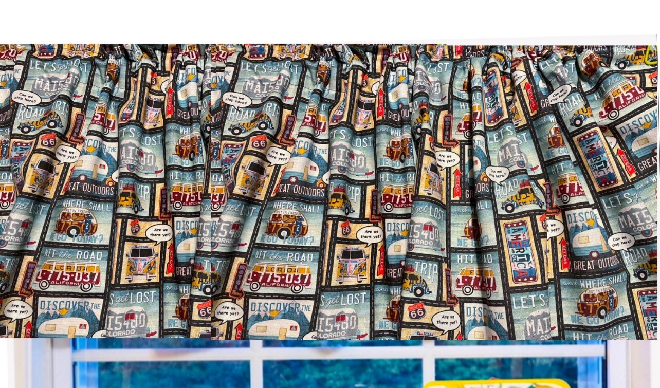 License plate Valance Boho Travel decor Fall Home Decor Gift 42″W x 14