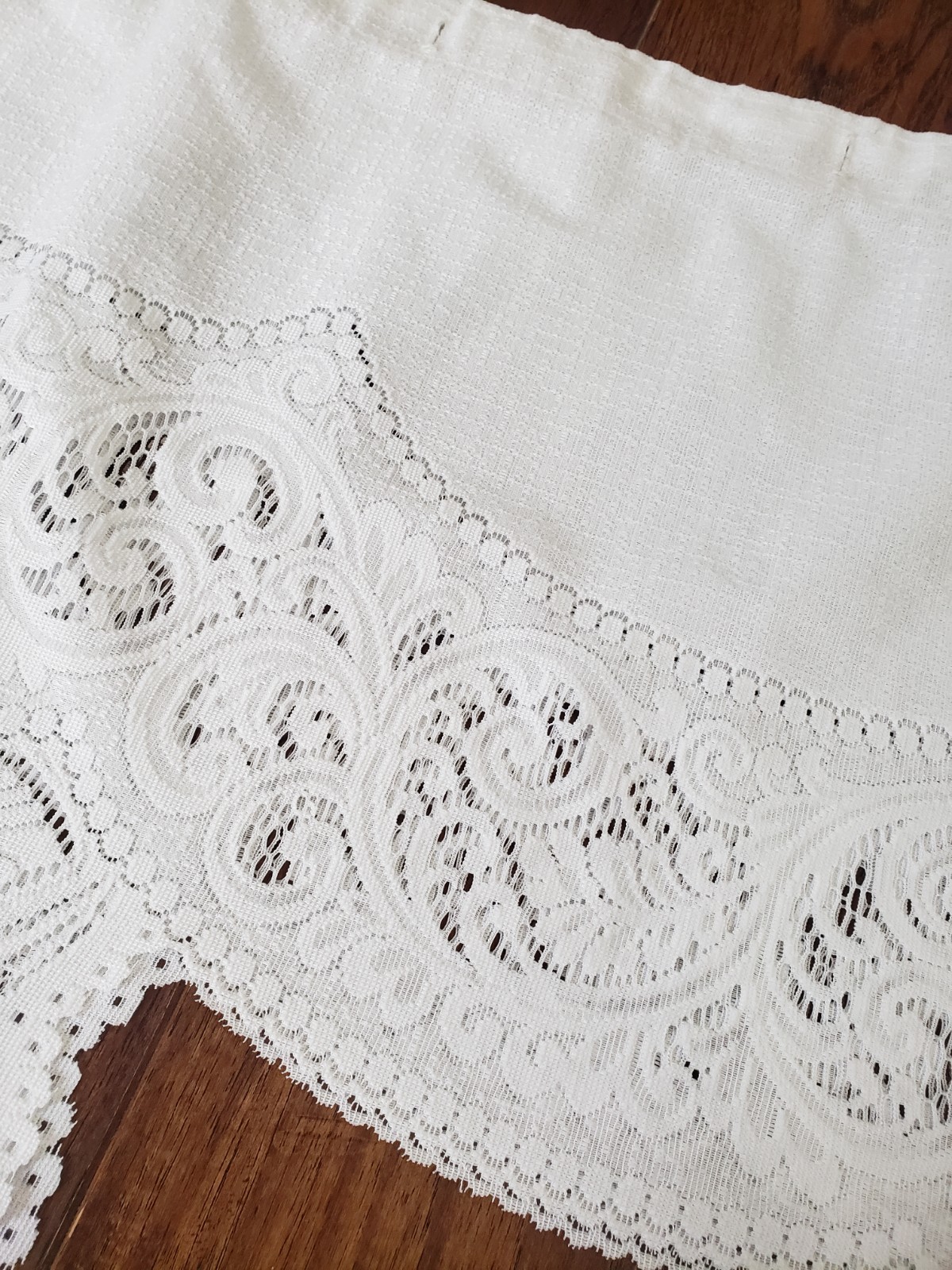 VTG JC Penney Filet Lace Curtain Valance Scalloped Cottage Farmhouse 70″ USA