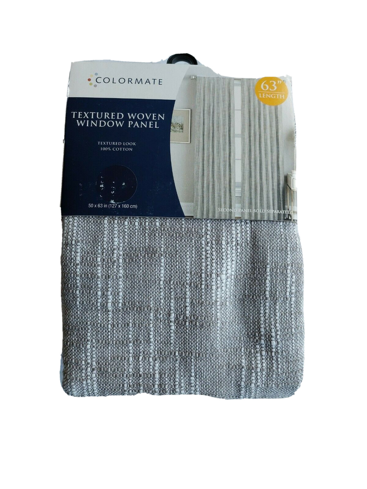 Colormate Rod Pocket Textured Woven Window Panel Grey 50 x 63 inch