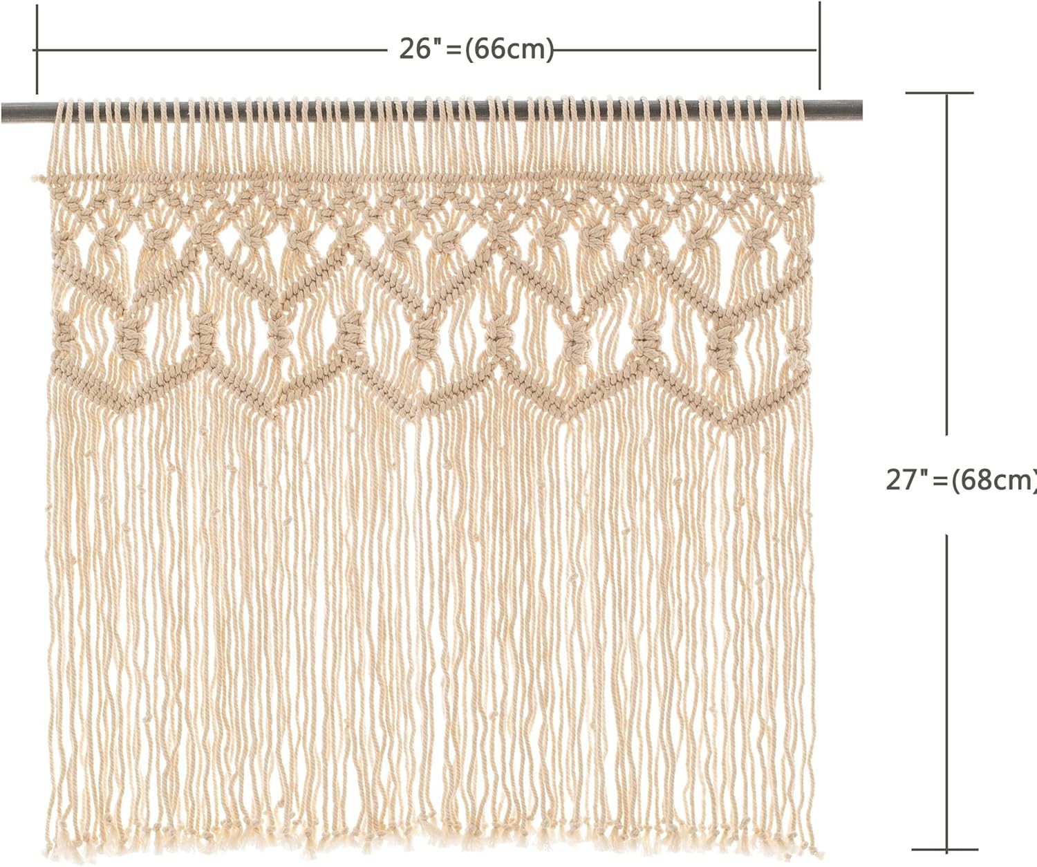 Boho Macrame Textured Cotton Valance – Kitchen Window Curtains & Wall Decor –