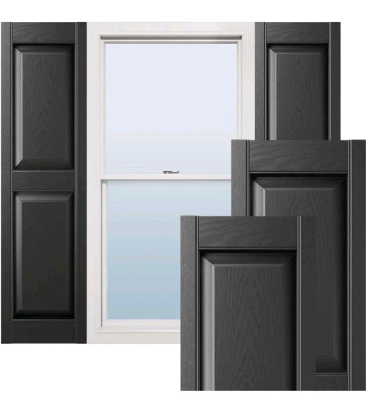 Ekena Millwork Black Vinyl Raised Panel Window Shutter Fade Resistant Outdoor