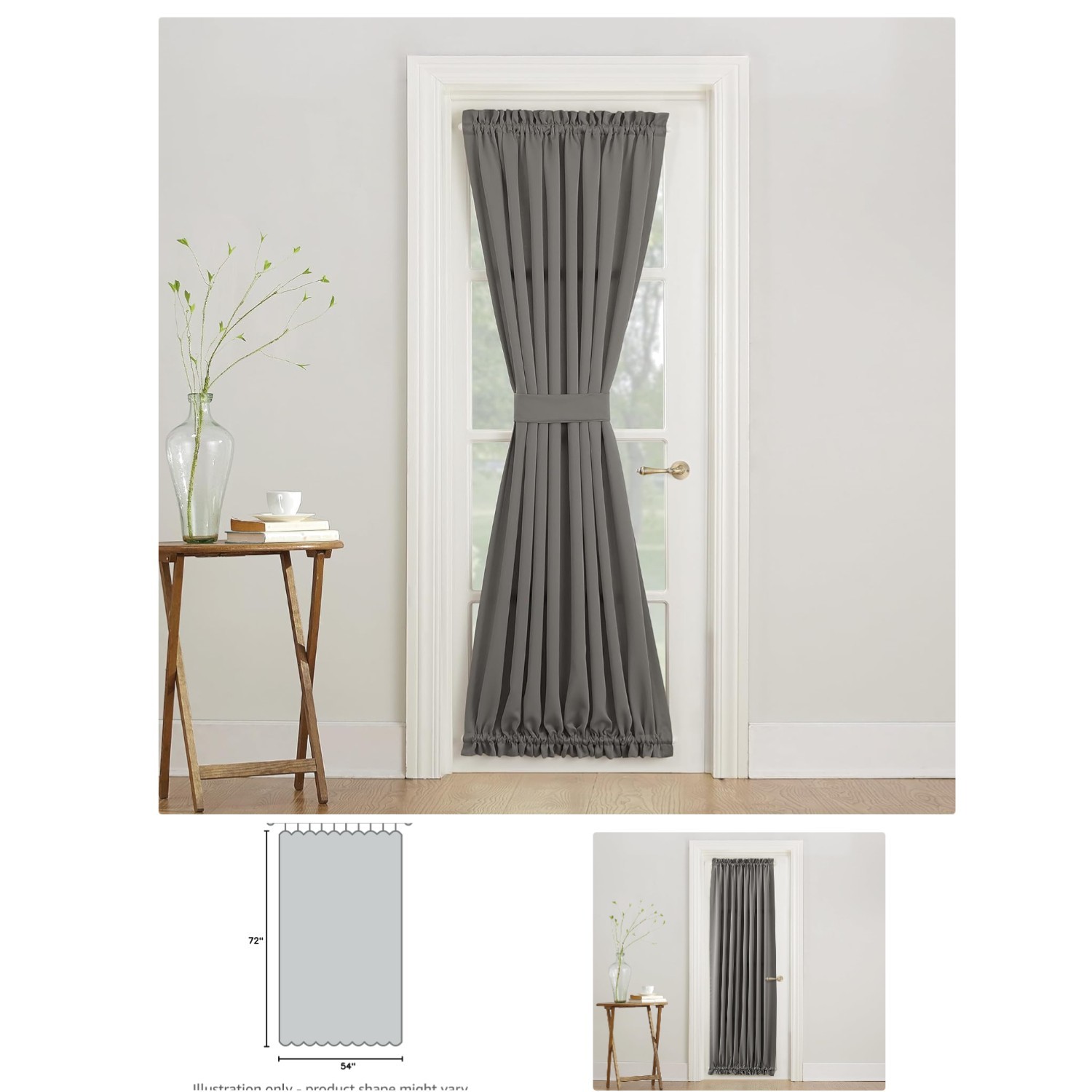 Light-Filtering Thermal Door Curtain 54″ x 72″ – Stylish Steel Privacy Solution
