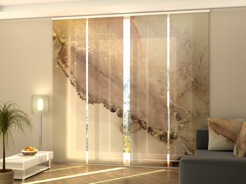 Panel Track Blinds for Sliding Glass Door, any sizes – Beige Marble with Gold