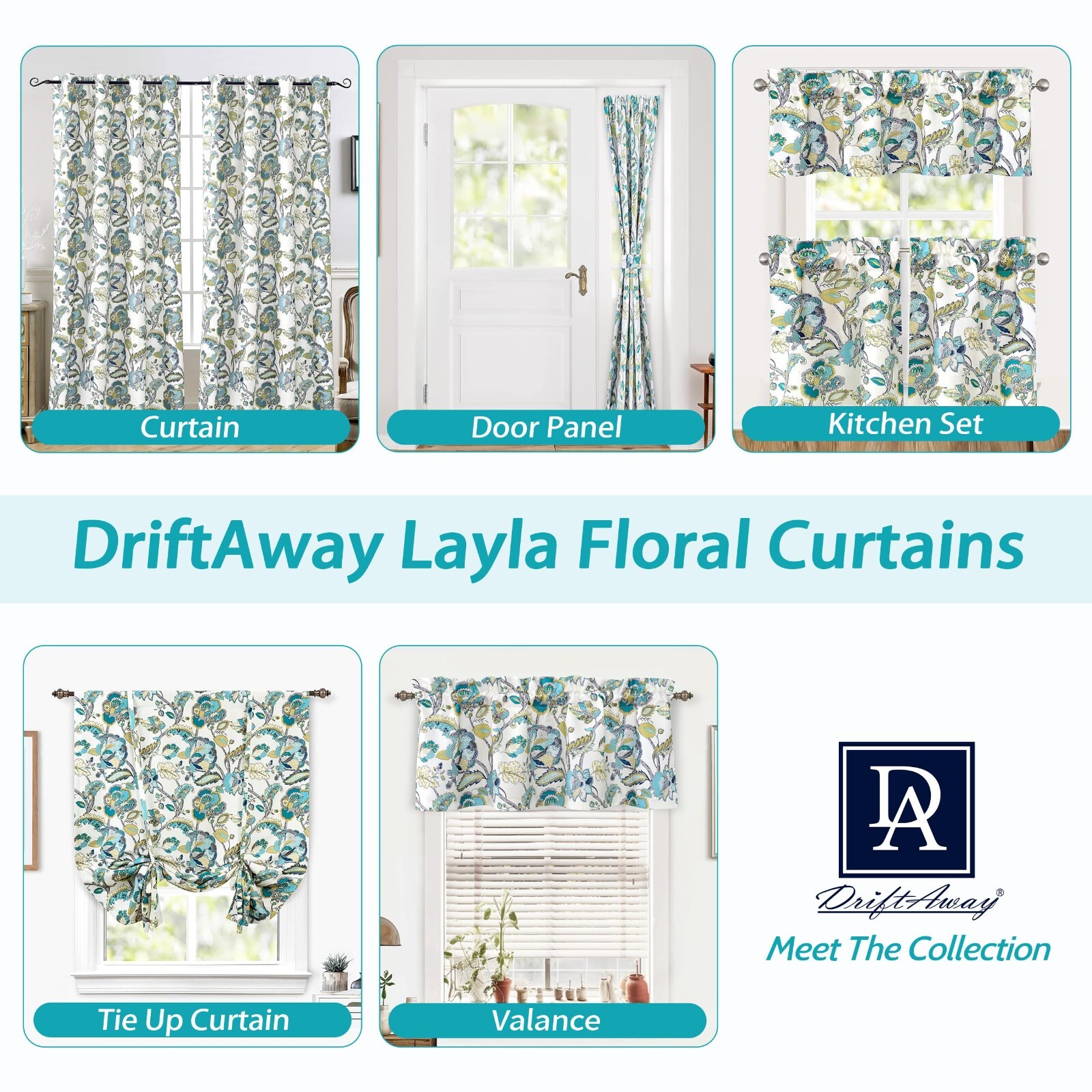 Layla Classic America Style Floral Leaves Valance Room Darkening Window Curtains