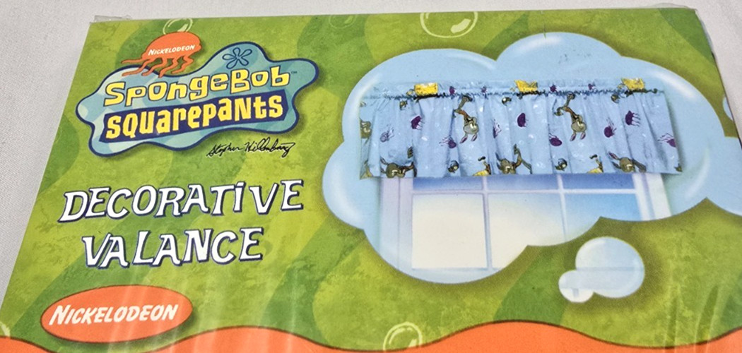 VTG SpongeBob SquarePants Decorative Valance Curtain 84x 15 Blue Nickelodeon NEW