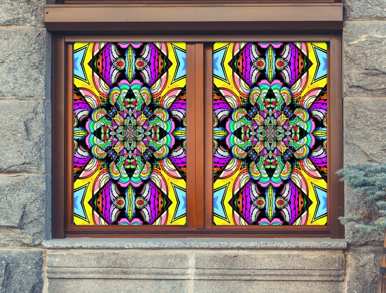 3D Purple Pattern O483 Window Film Print Sticker Cling Stained Glass UV Block Am