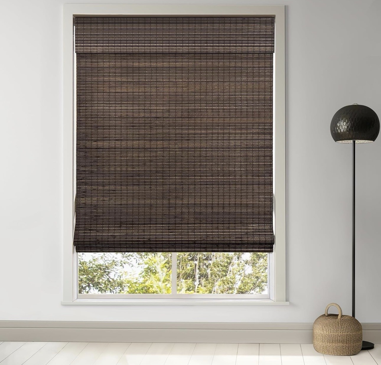 LazBlinds No Drill Cordless Bamboo Roman Shades Roll Up Blinds 22.5′ W x 48» H