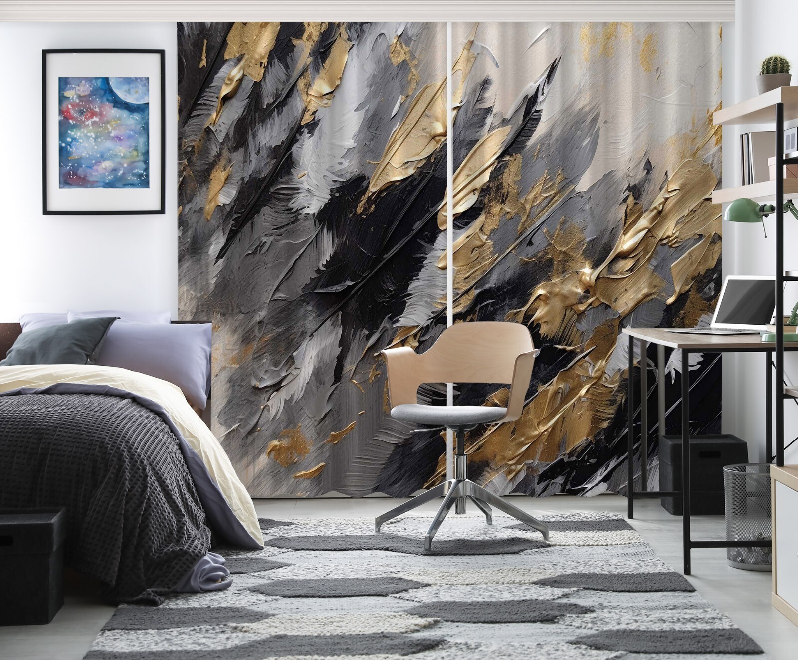 3D Oil Painting Art ZHUA3670 Photo Curtain Window Blockout Fabric Amy 2024