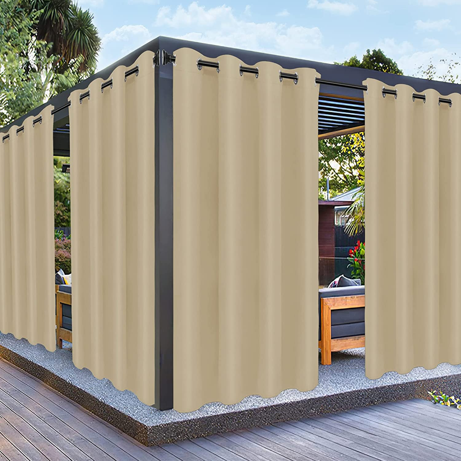 Outdoor Curtains for Patio Waterproof Weatherproof, UV Resistant outside Curtain