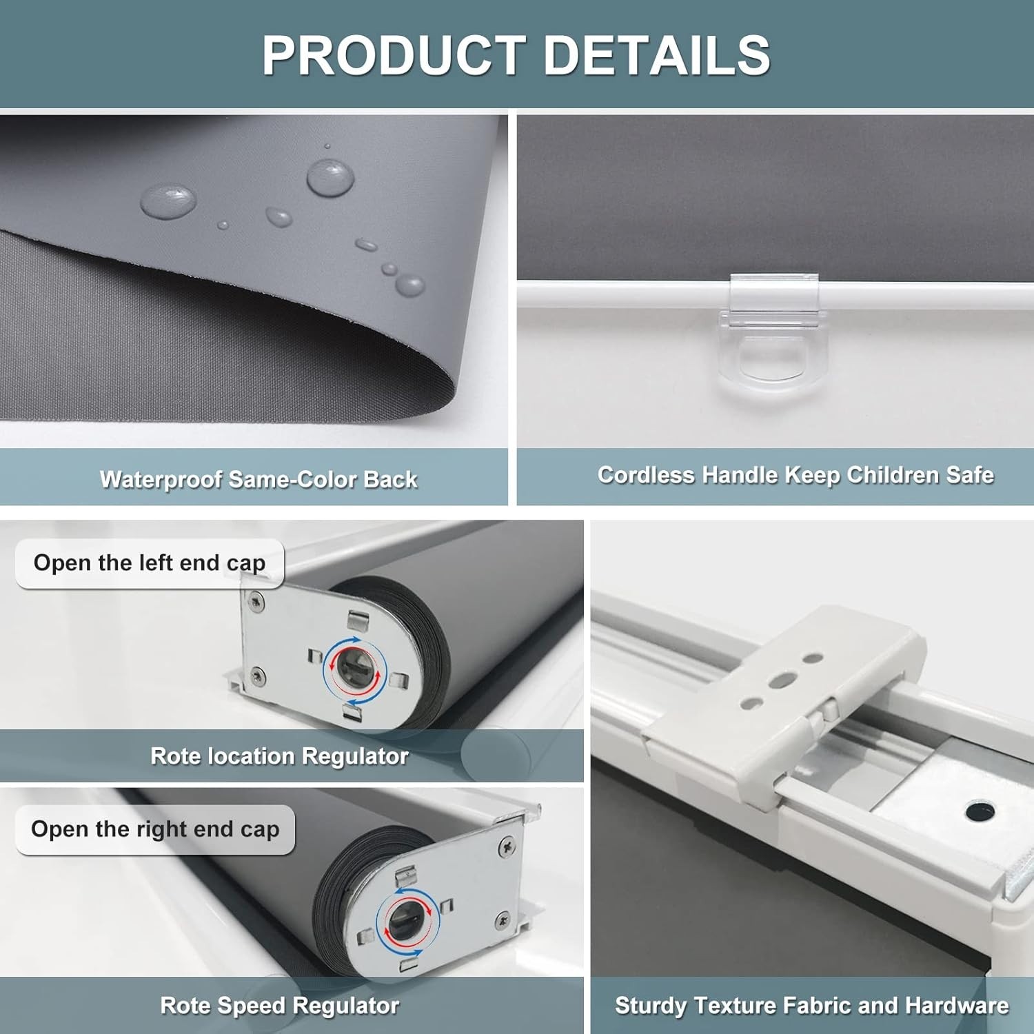 ⭐️ AOSKY Cordless Blackout Roller Window Shades Blinds GREY – 47″ W x 72″ H ⭐️