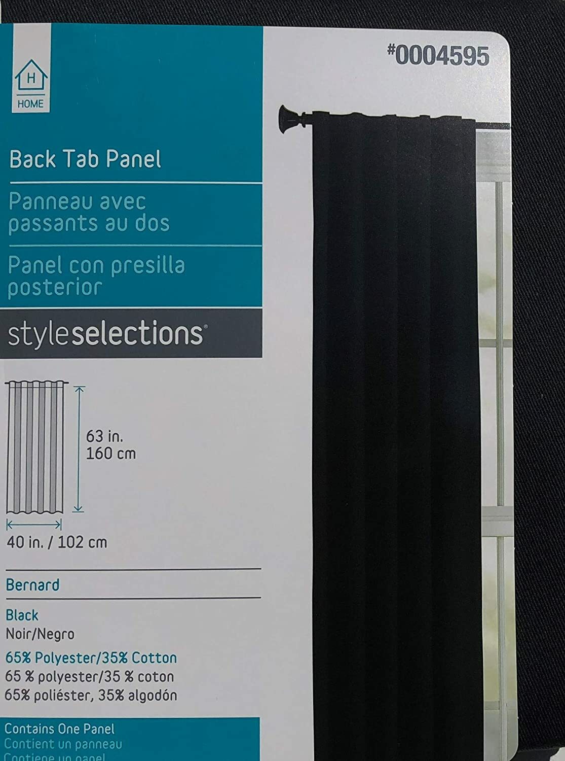 Style Selections Bernard 84-in Black Polyester Light Filtering Single Curtain
