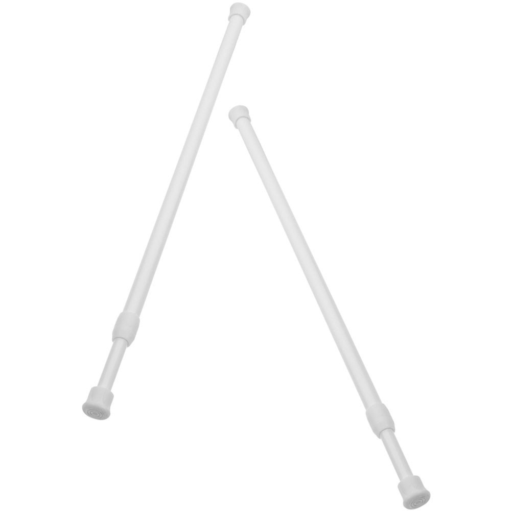 2Pcs Expandable White Curtain Rod Tension Pole for Shower and Clothing Drying