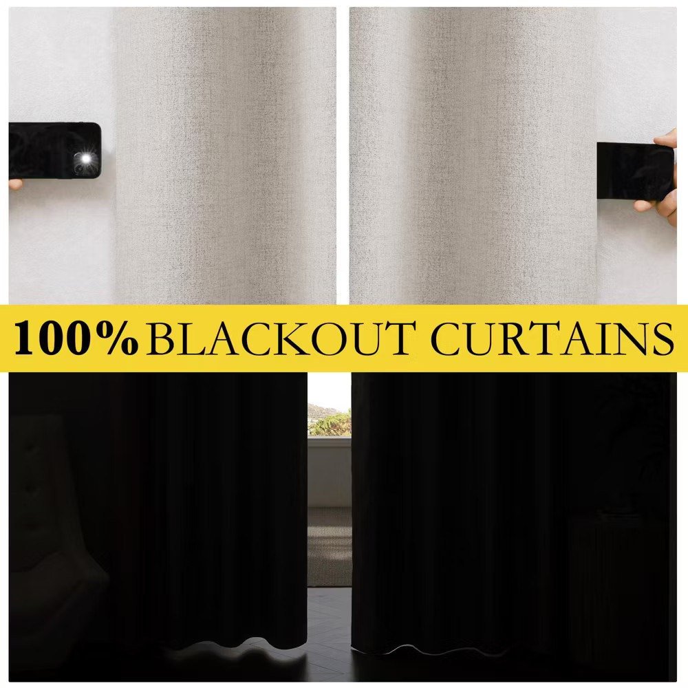 NICETOWN Faux Linen Full Blackout Curtains Thermal Insulated Noise Reducing