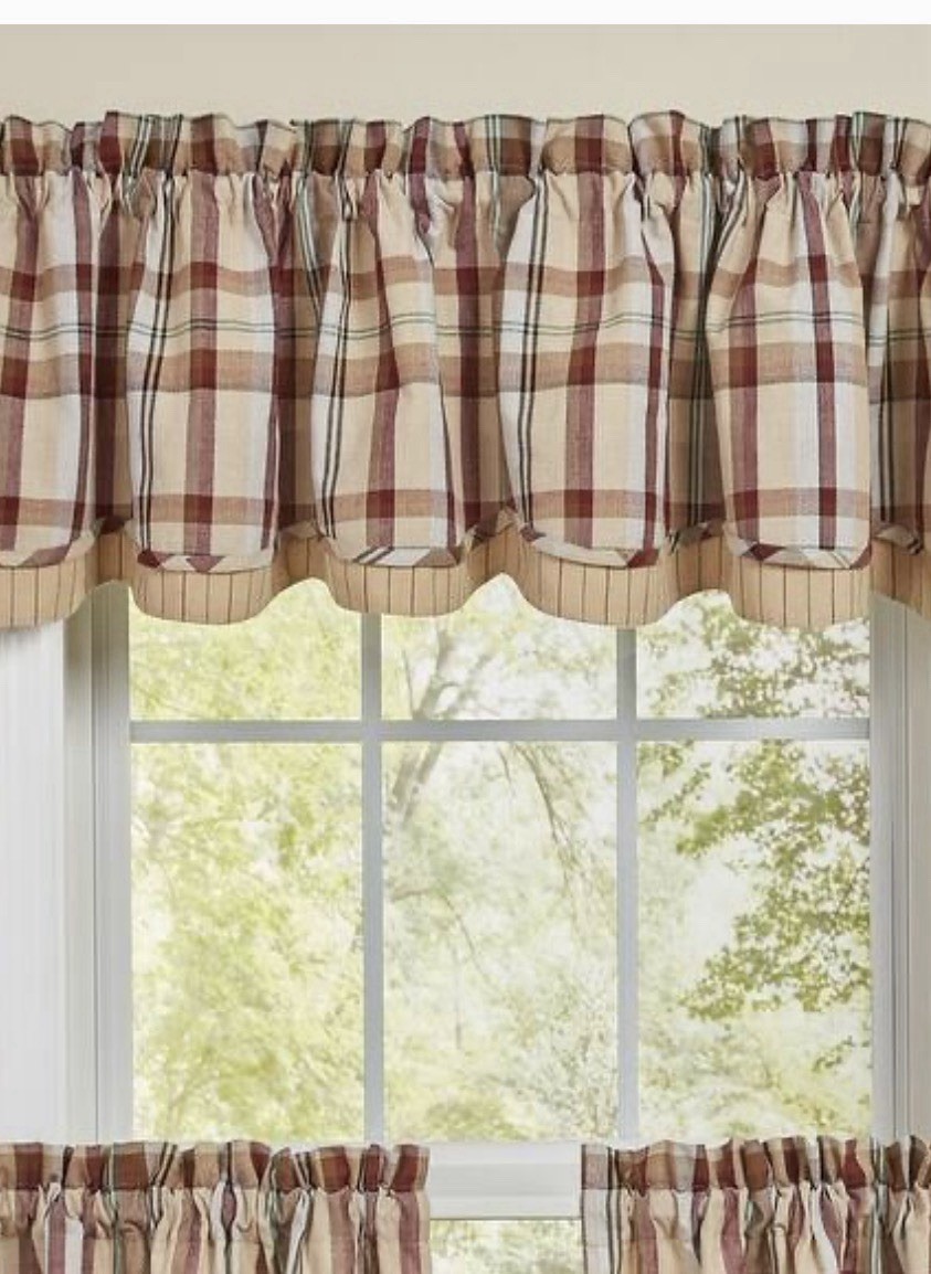Park Designs Scalloped Valance – Lined Layered 72×16 Gamekeeper New