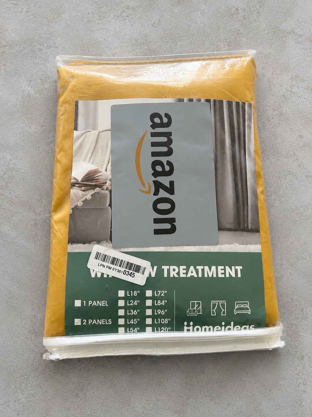 Homeideas MustardGold Window Treatment Curtains 2 Panel Set 63” Length NewSealed