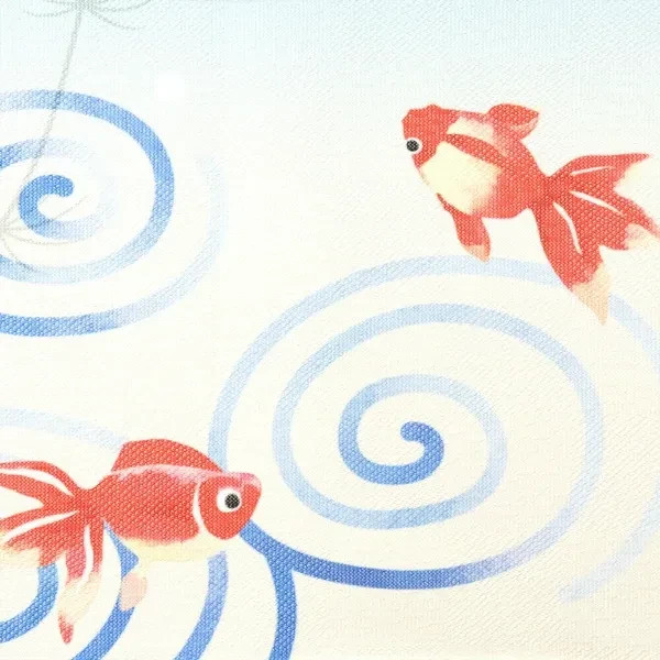 Made in Japan Lucky «Ripple Goldfish» Short Noren Doorway Curtain 85x30cm Gift