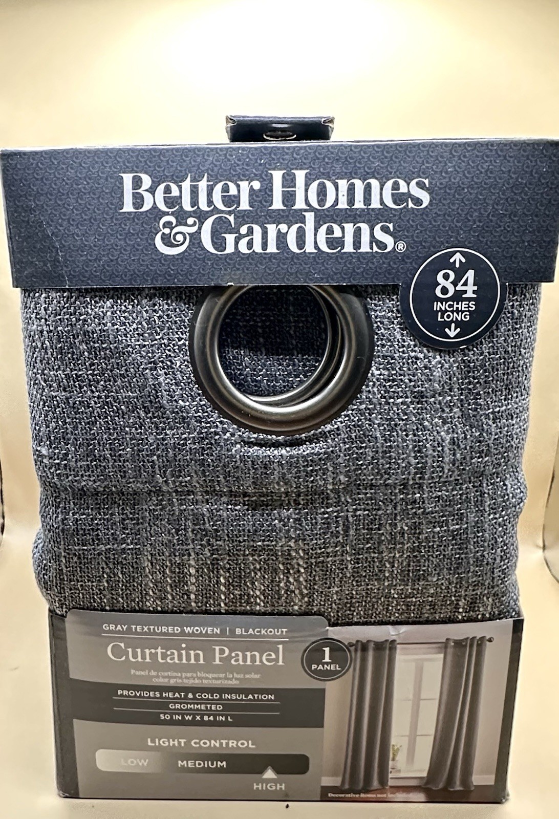 Set of 2 Better Homes & Gardens Gray Textured Blackout Curtains 50×84 Grommet