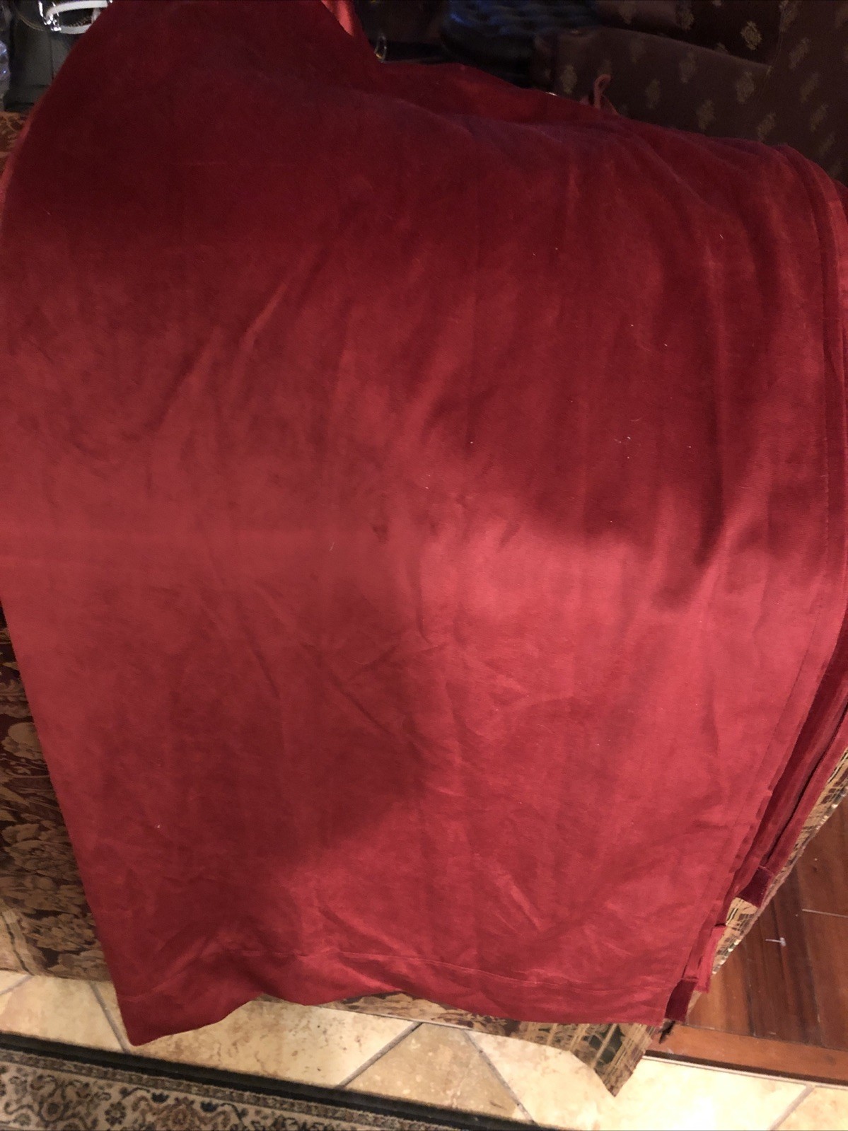 Burgundy Red Pair Velvet Curtains 2 Panels, Grommets Soft Plush 37×84 Each