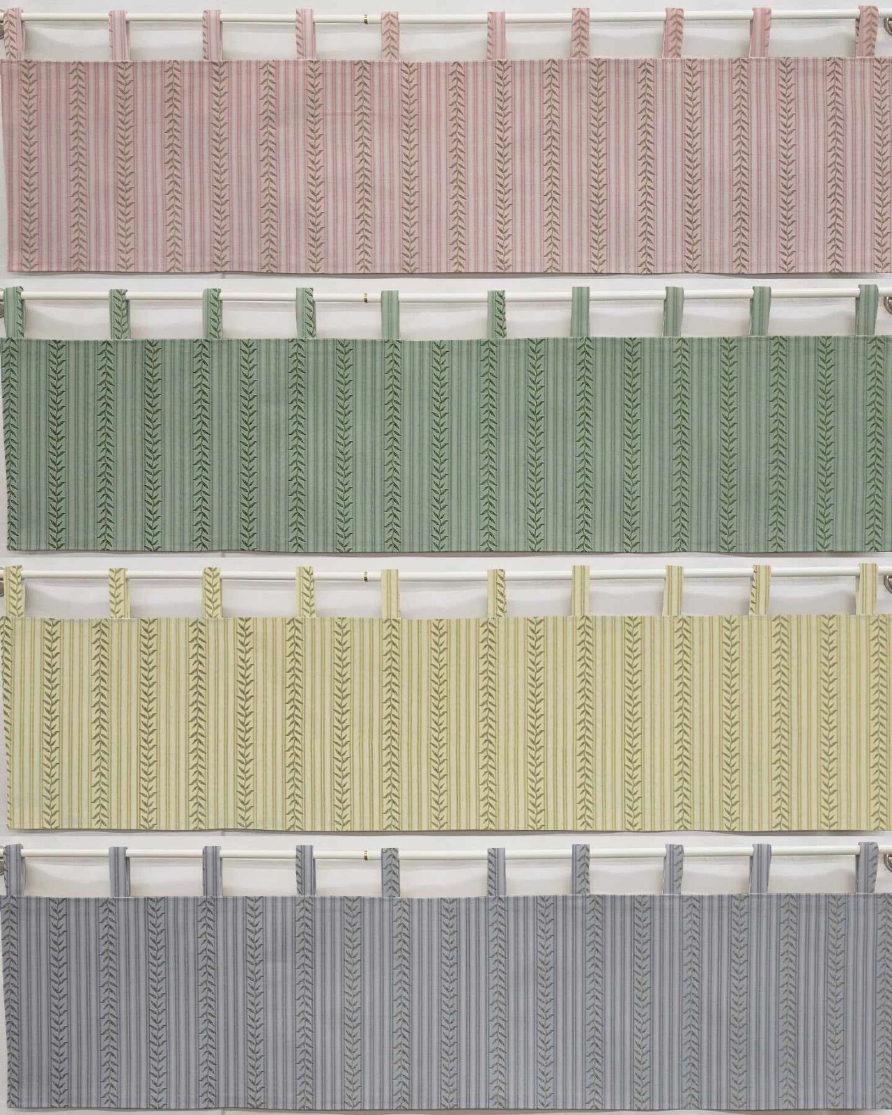 Striped Vines Tab Top Valances or Curtains (4 Colors Available)