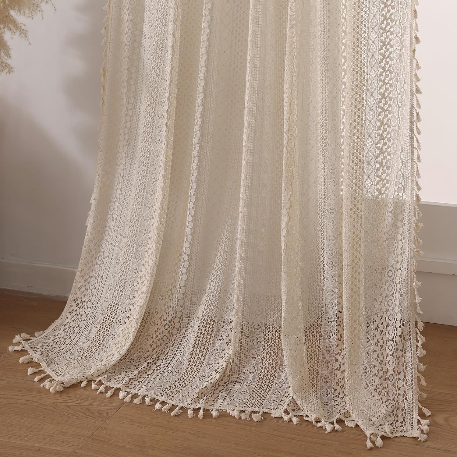 Vintage Bohemian 2 Panel Lace Curtains 84 Inches – Light Filtering & Beautiful