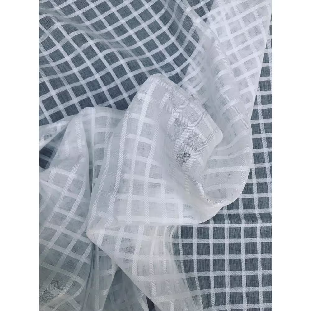 White Buffalo Check Rod Pocket Sheer Curtain – 52 In. W X 84 In. L
