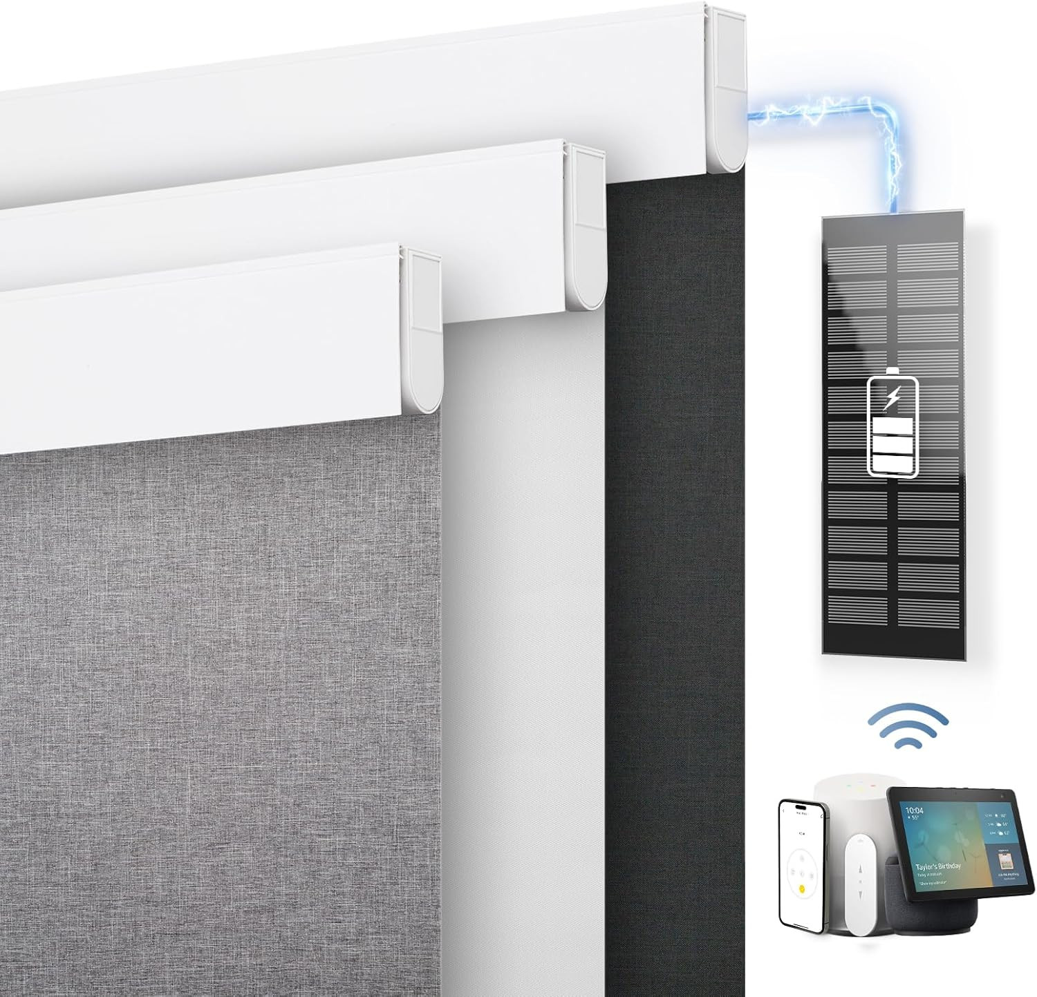 Motorized Blinds with Remote Control, Custom Blackout Smart Blinds with Cover, E