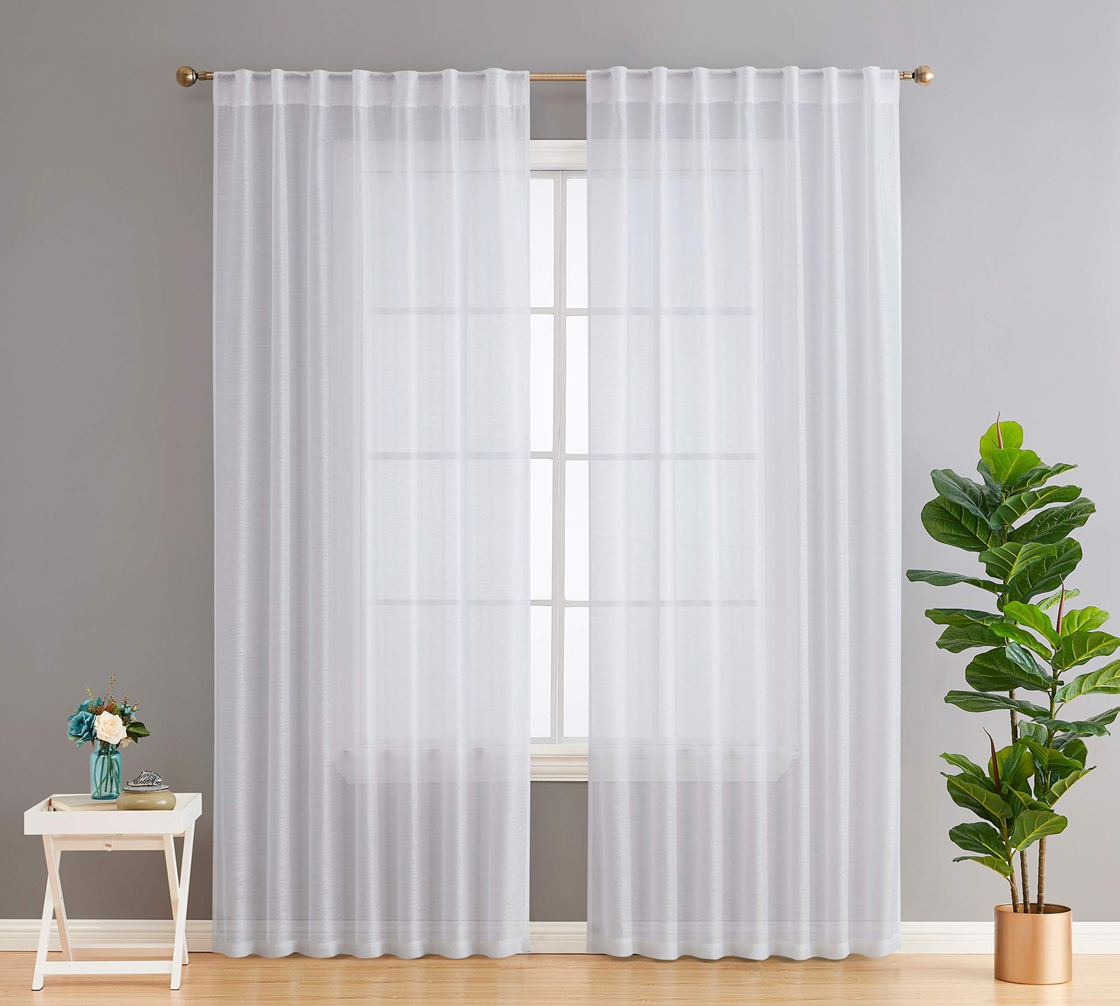 HLC.ME Lauren Thin Lightweight Sheer Voile Light Filtering Transparent Pocket &