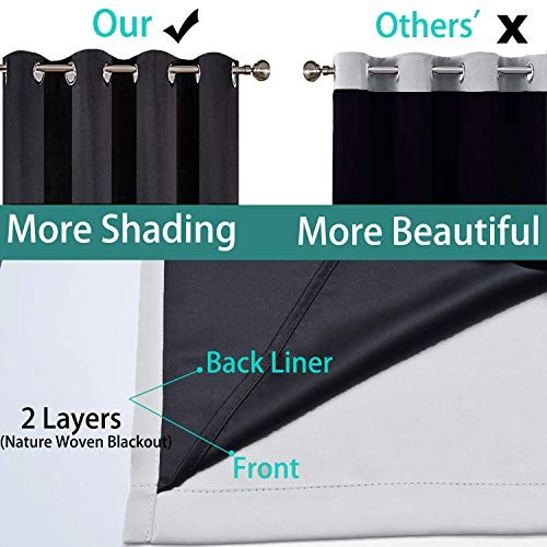 84 Inch Long 100% Blackout Curtains for 52″W x 84″L (Pack of 2) Light Grey