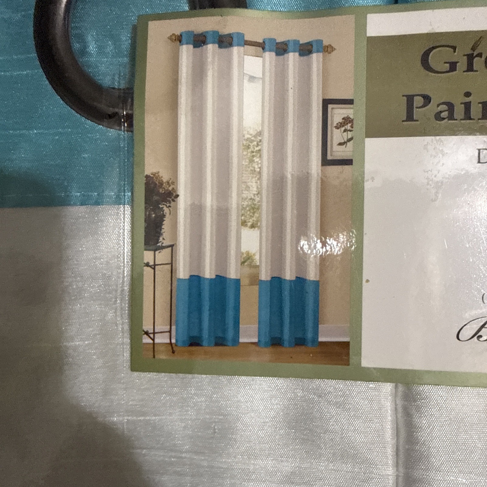 Bridgette Grommet Pair Panels Value Pack (2 Pack) White And Teal New