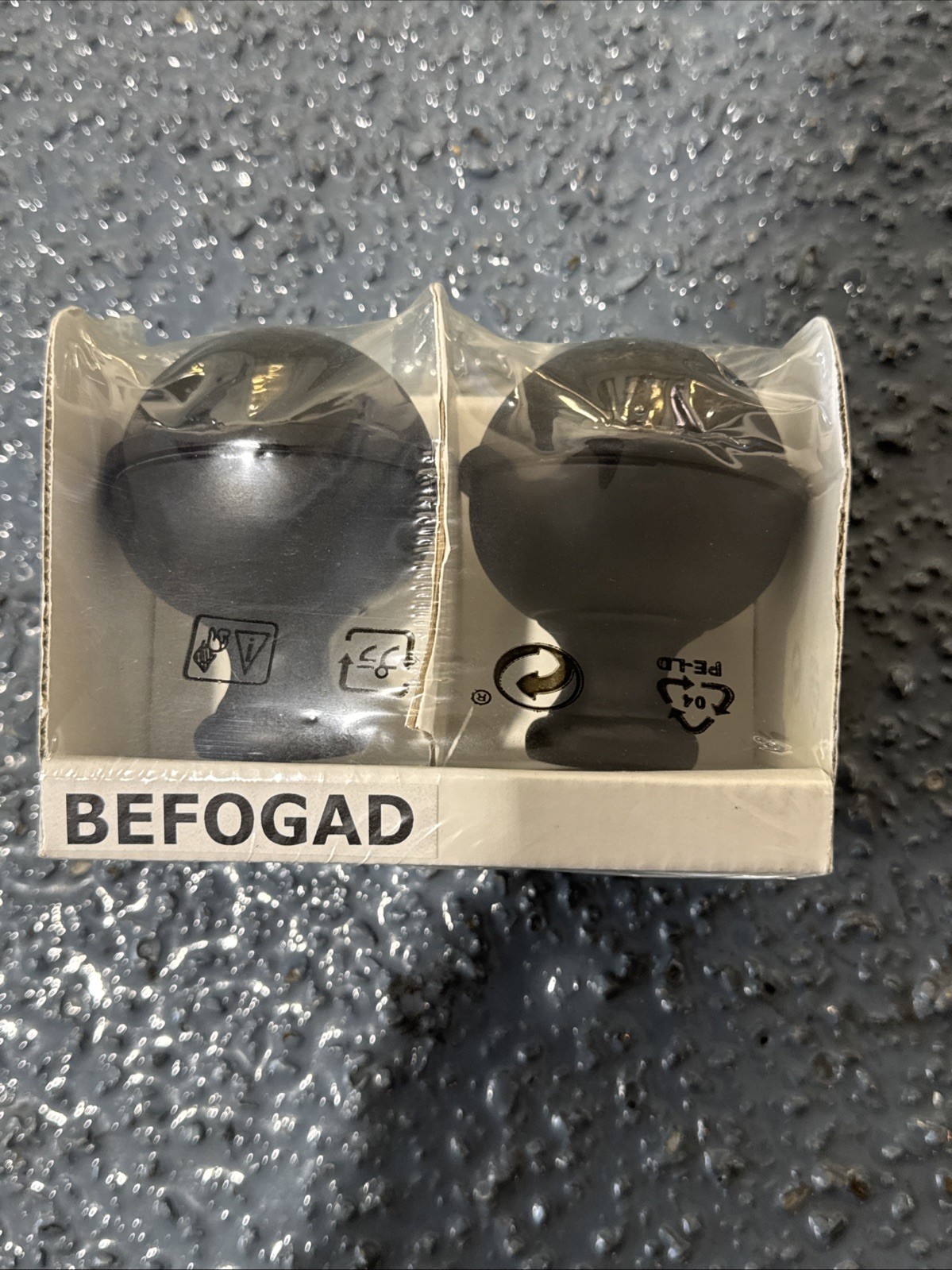 Ikea BEFOGAD 1 Pair Black Spherical Finials for Curtain Rods 102.801.23