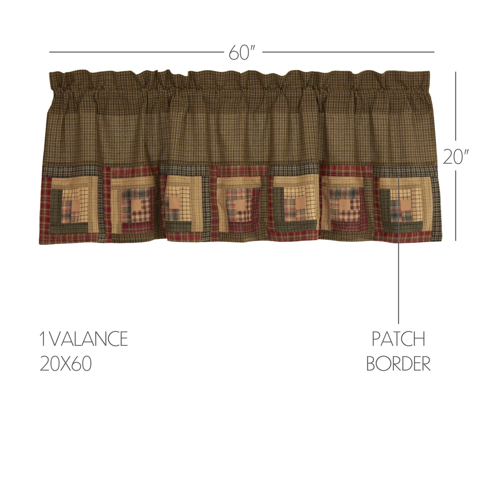 Tea Cabin Rustic 20×60 Log Block Border Valance Green Thanksgiving Rod Pocket Pa