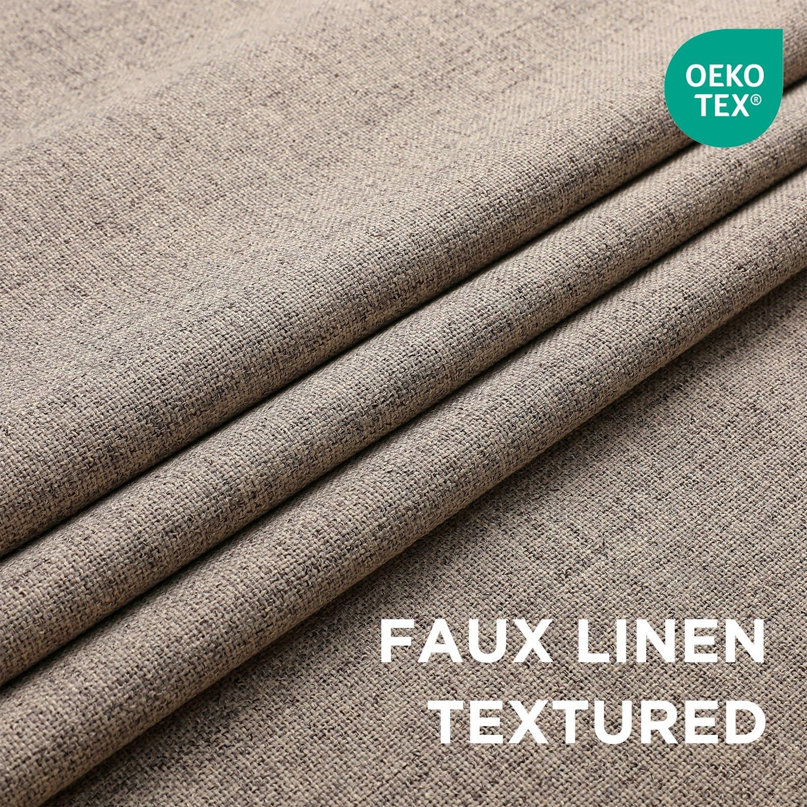 100% Blackout Curtains for Bedroom 84 inches Length 2 Panels Set,Linen Textured