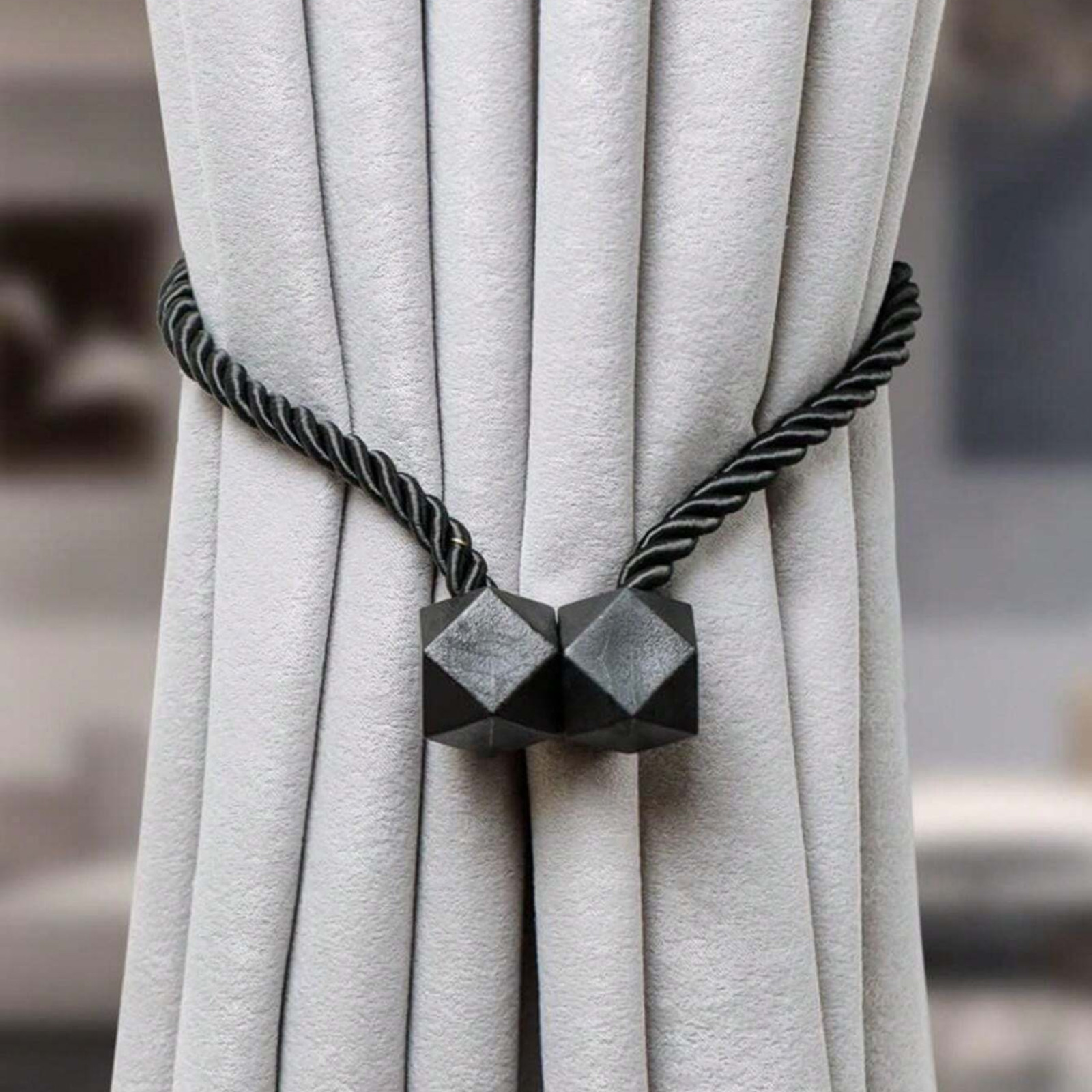 2X Magnetic Curtain Tiebacks Tie Backs Buckle Clips Weave Rope Holdbacks NEW