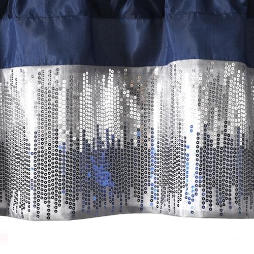 Night Sky Sequins Curtain Single, 52″W x 18″L (Pack of 1) Navy & White Valance