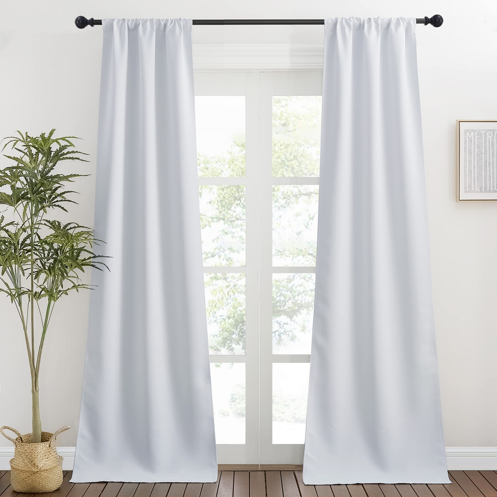 White Blackout Curtain Liners – Thermal Insulated Rod Pocket Drapes for 95 in…