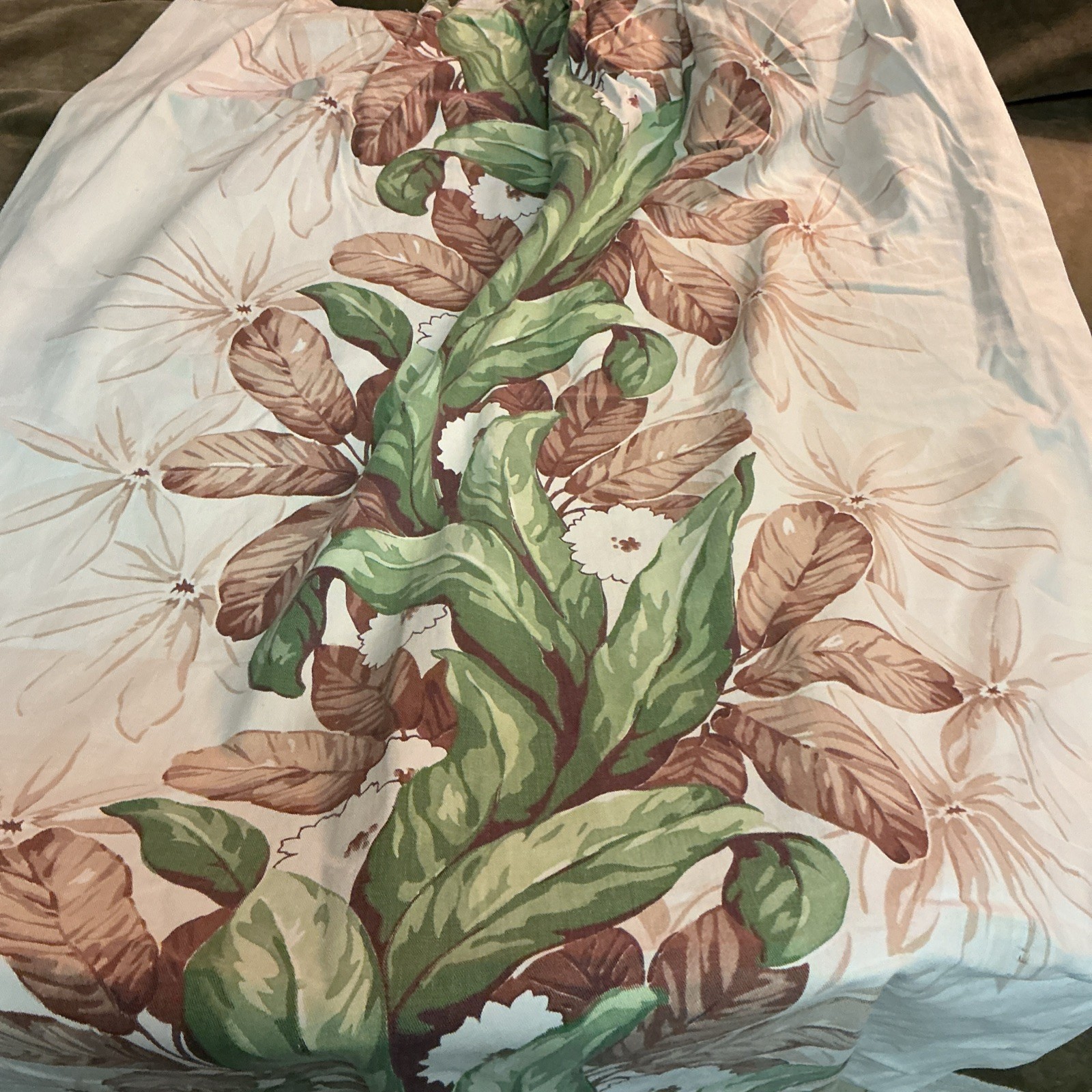 Vintage 1950S Fashion Manor Heavy Cotton Floral Printed Drape Panel Curtain