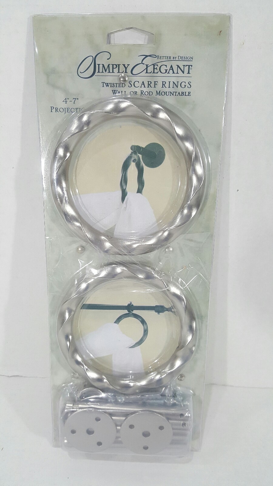Simply Elegant Twisted Satin Nickel Color Scarf Rings (Wall or Rod Mountable)