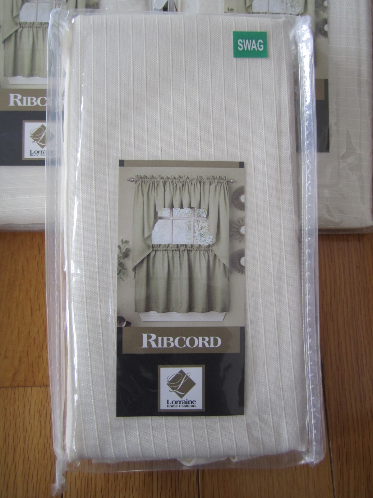 Opaque Ribcord Kitchen Curtains – 54″ x 38″ SWAG PAIR – BUTTERCREAM OFF WHITE