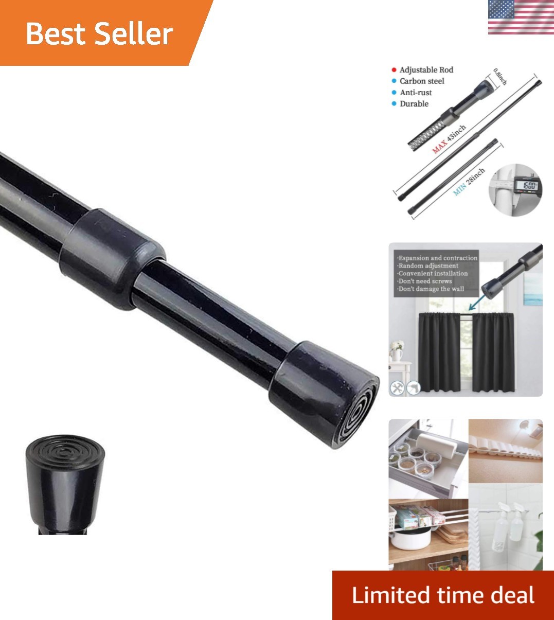 Versatile Non-Slip Spring Tension Rod 28-43 Inch – Ideal for Windows & Closets