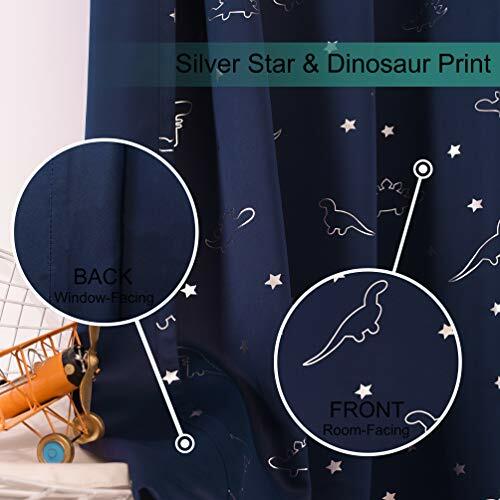 BLACKOUT CURTAINS Dinosaur Star Foil Kids Room Thermal Insulated 2 Pcs LORDTEX