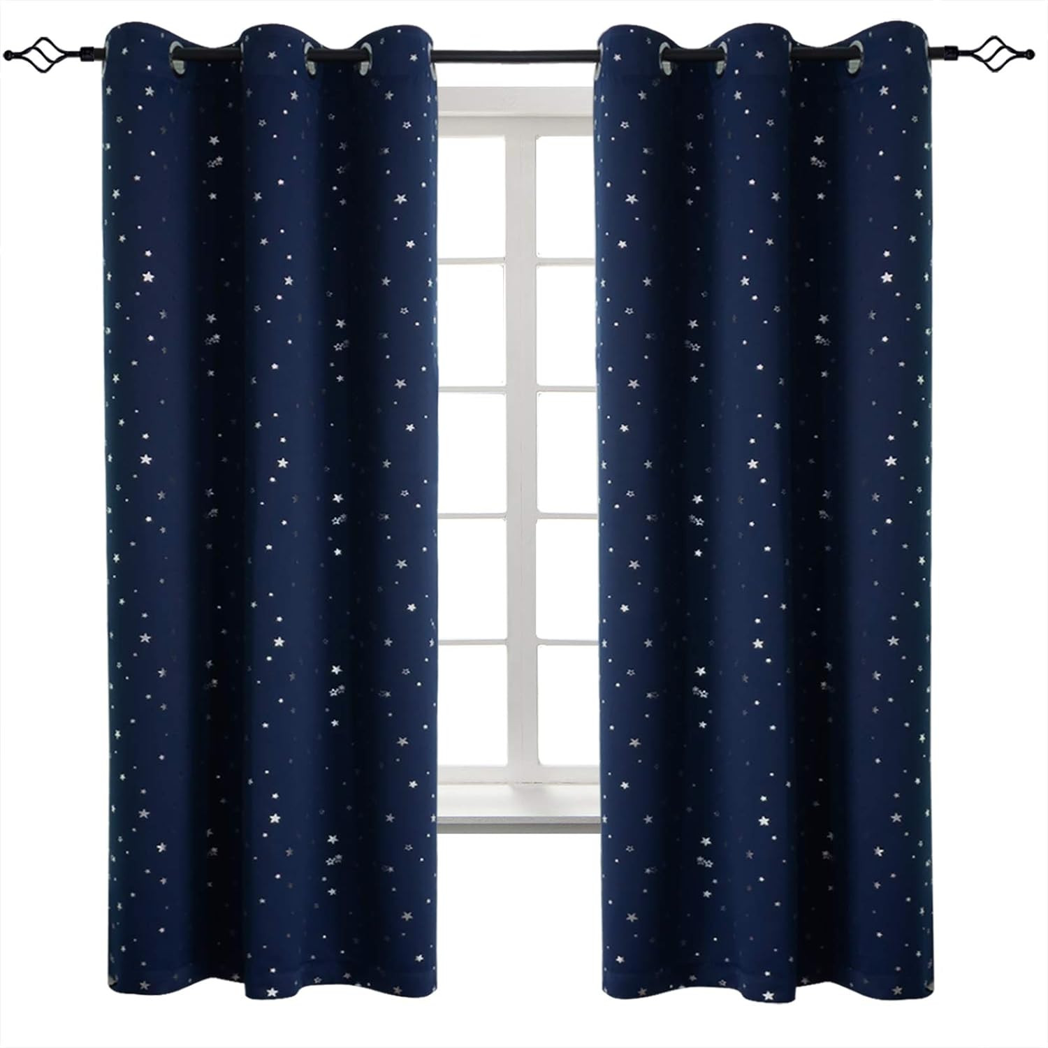 Navy Star Blackout Curtain W42 X L63 2 Panel Grommet Thermal Darkening Dark Blue