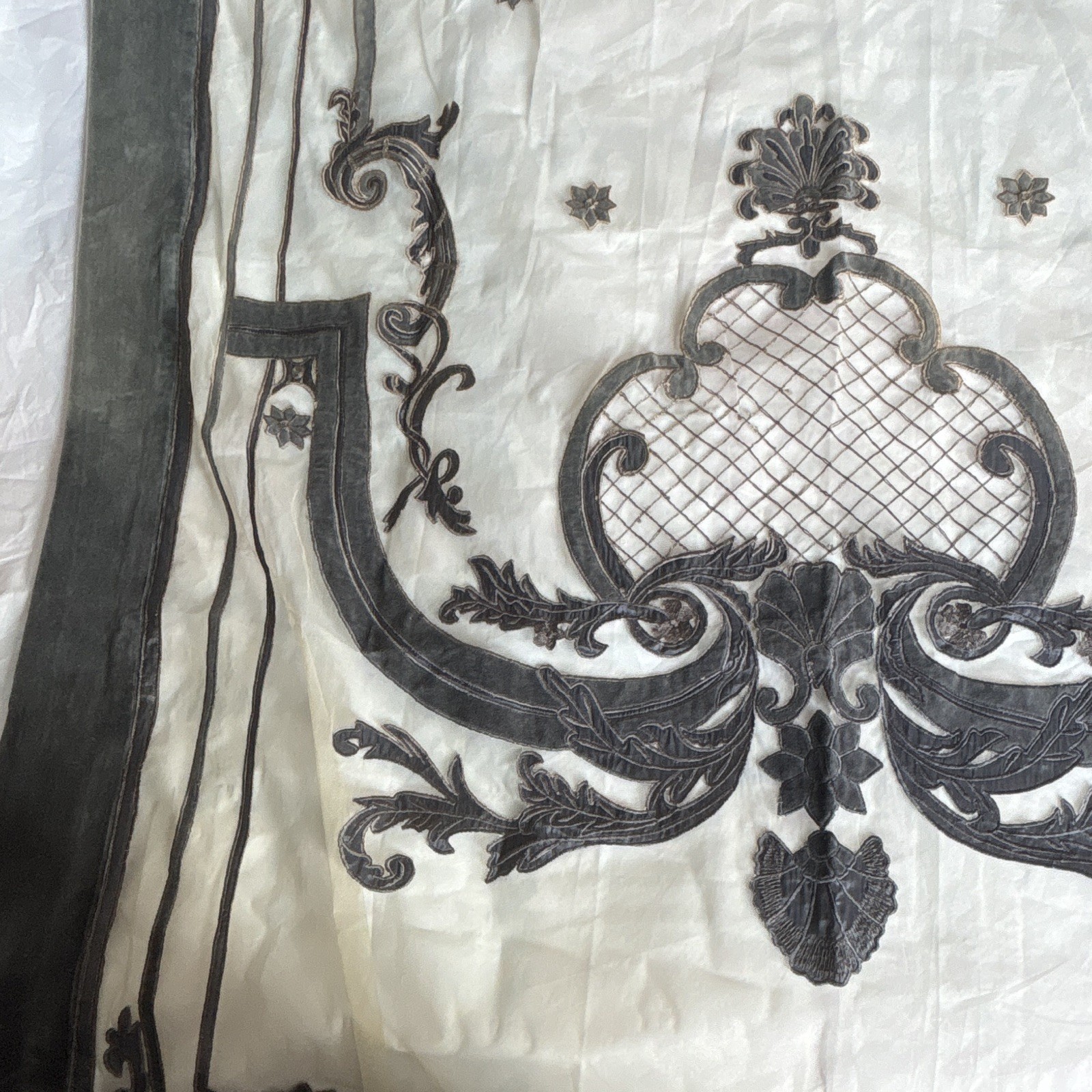 2 Callisto Home Embroidered Velvet Damask Curtains, Rectangle, 55 in x 108 in
